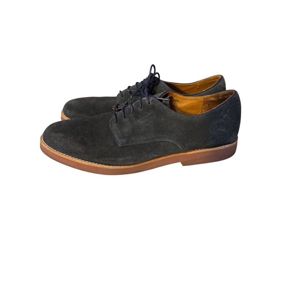 Mens J.Crew Navy Suede Oxford Shoes Size 12 With Leather Lining & Rubber Sole‎